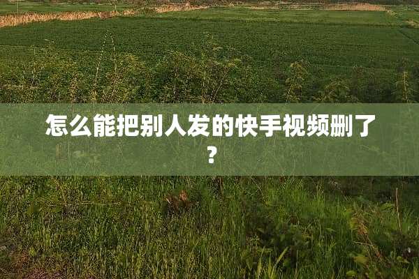 怎么能把别人发的快手视频删了？
