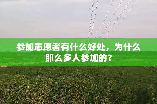 参加志愿者有什么好处，为什么那么多人参加的？