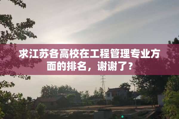求江苏各高校在工程管理专业方面的排名，谢谢了？