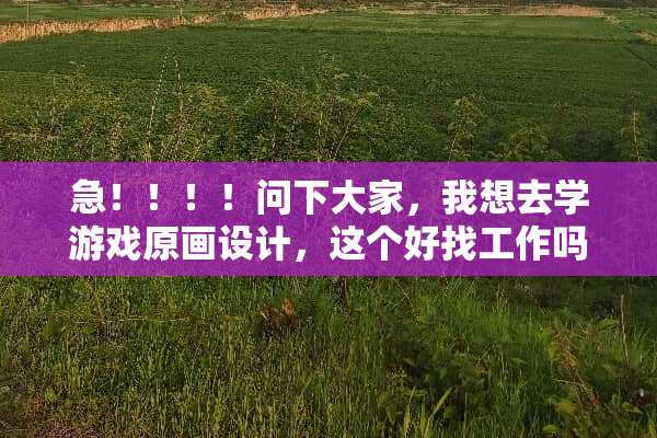 急！！！！问下大家，我想去学游戏原画设计，这个好找工作吗？前景如何？