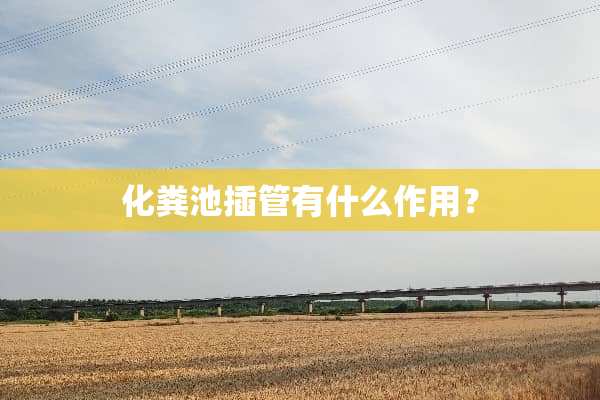 化粪池插管有什么作用？