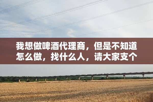 我想做啤酒代理商，但是不知道怎么做，找什么人，请大家支个招？