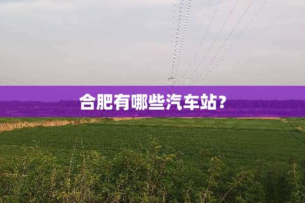 合肥有哪些汽车站？