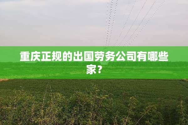 重庆正规的出国劳务公司有哪些家？