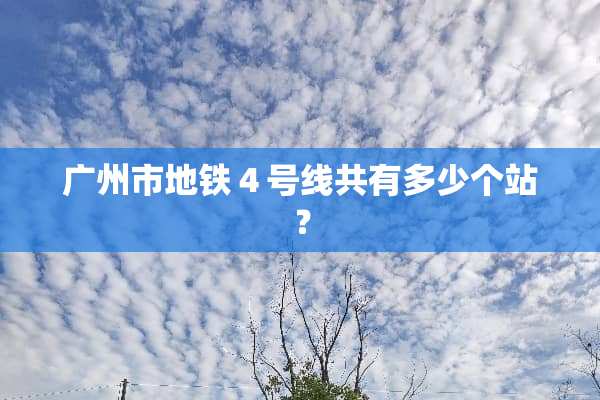 广州市地铁４号线共有多少个站？