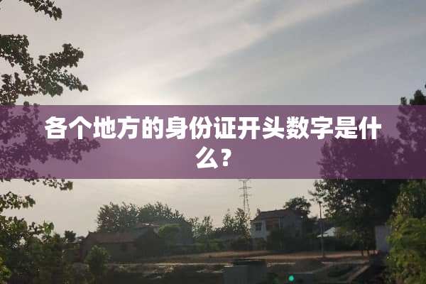 各个地方的***开头数字是什么？