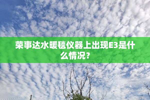 荣事达水暖毯仪器上出现E3是什么情况？