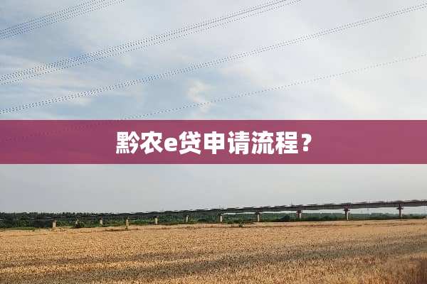 黔农e贷申请流程？