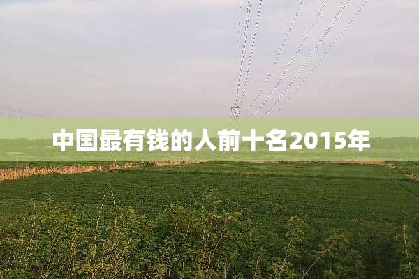 中国最有钱的人前十名2015年