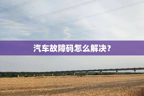汽车故障码怎么解决？