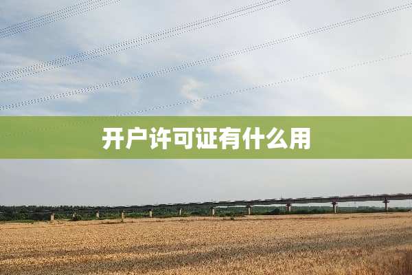 开户许可证有什么用