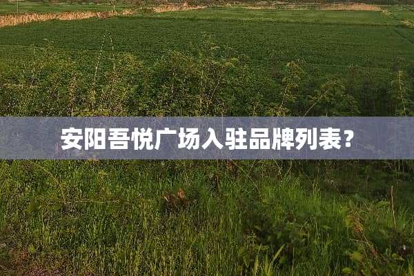 安阳吾悦广场入驻品牌列表？