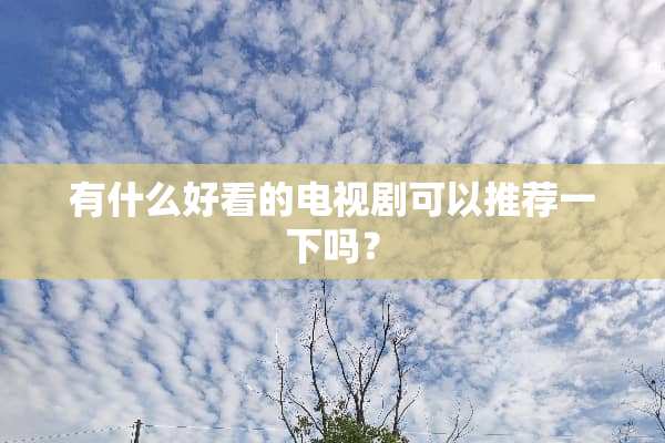 有什么好看的电视剧可以推荐一下吗？