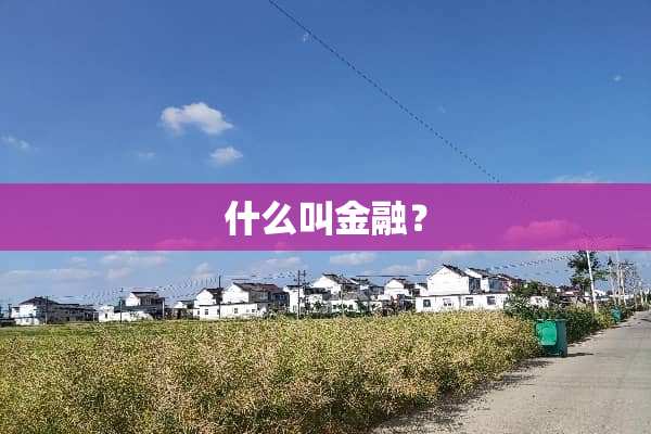 什么叫金融？