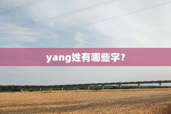 yang姓有哪些字？