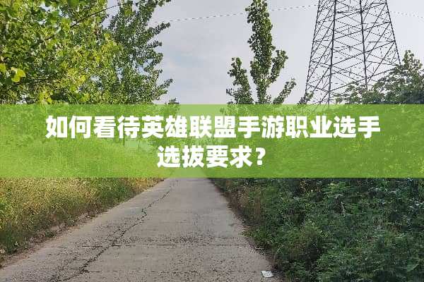 如何看待英雄联盟手游职业选手选拔要求？