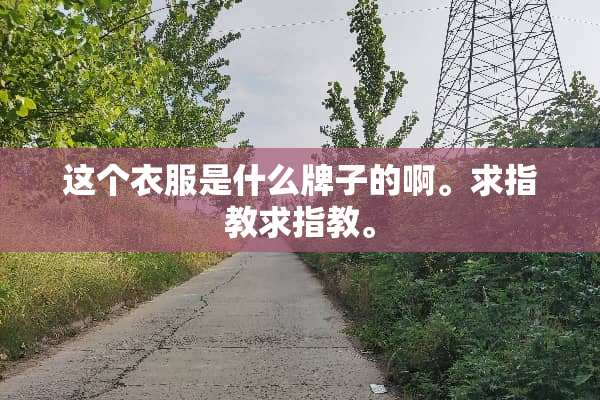 这个衣服是什么牌子的啊。求指教求指教。