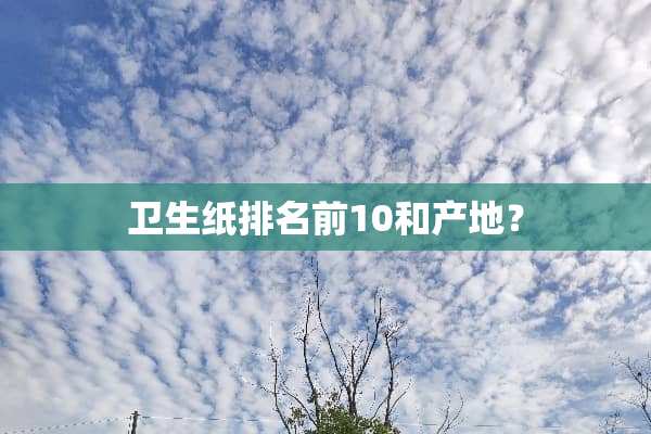 卫生纸排名前10和产地？