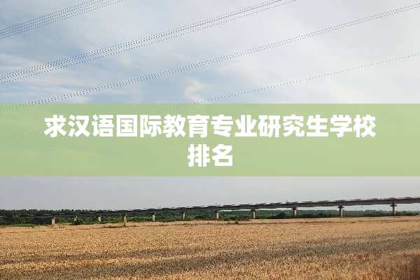 求汉语国际教育专业研究生学校排名