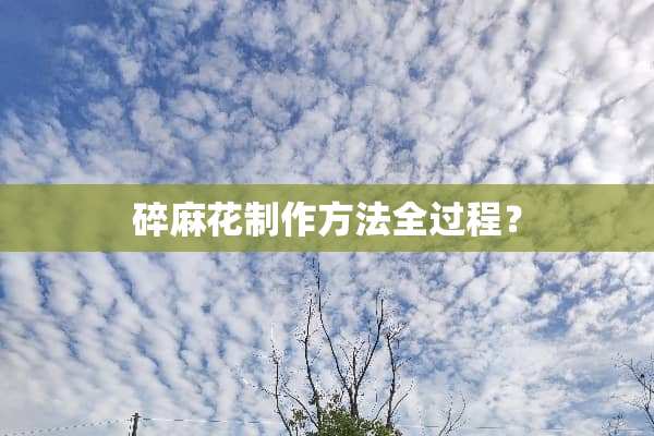 碎麻花制作方法全过程？