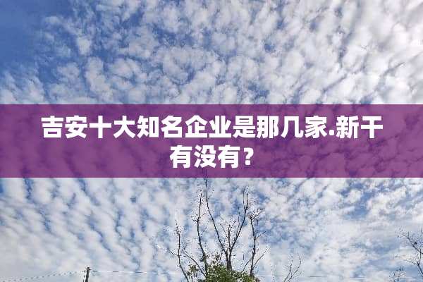 吉安十大知名企业是那几家.新干有没有？