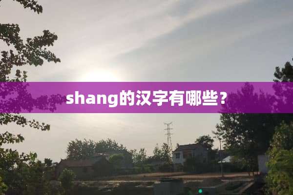 shang的汉字有哪些？