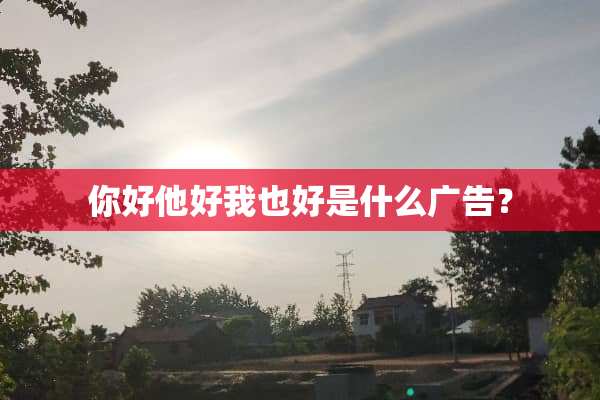 你好他好我也好是什么广告？