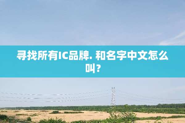寻找所有IC品牌. 和名字中文怎么叫？