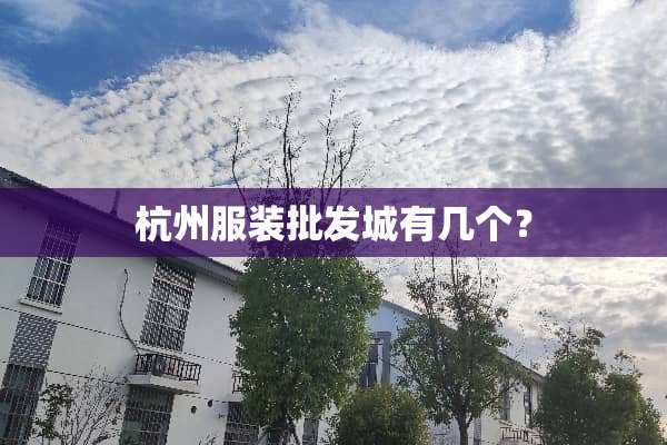 杭州服装批发城有几个？