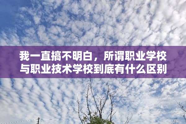 我一直搞不明白，所谓职业学校与职业技术学校到底有什么区别？