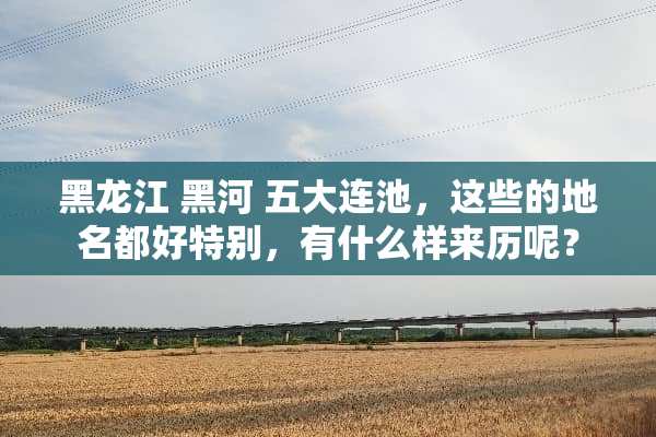 黑龙江 黑河 五大连池，这些的地名都好特别，有什么样来历呢？