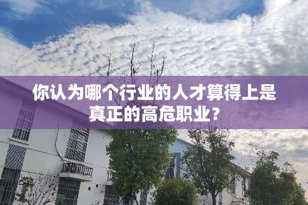 你认为哪个行业的人才算得上是真正的高危职业？
