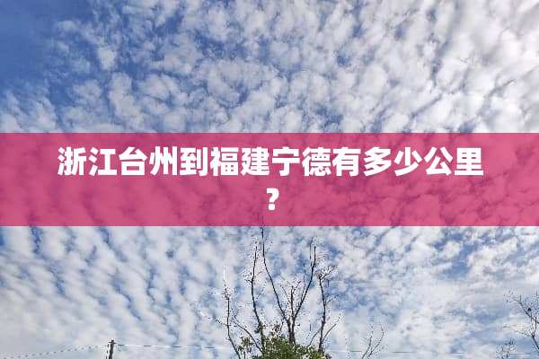 浙江台州到福建宁德有多少公里？