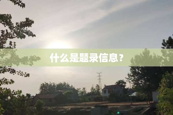 什么是题录信息？