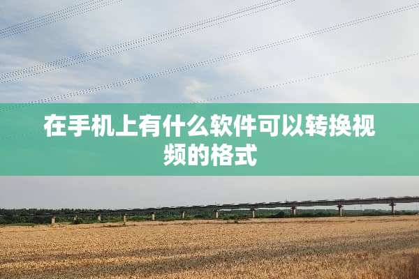 在手机上有什么软件可以转换视频的格式