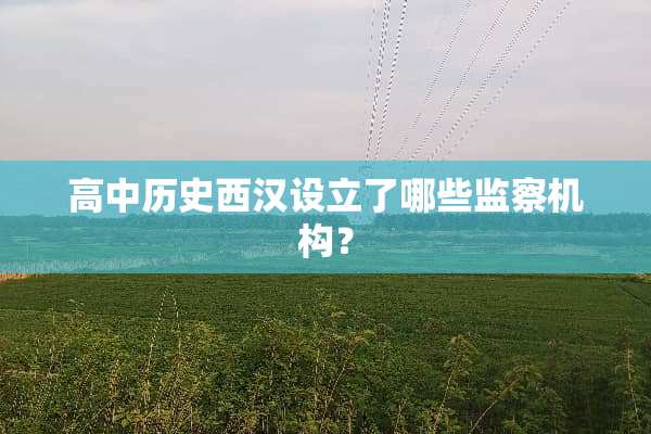 高中历史西汉设立了哪些监察机构？