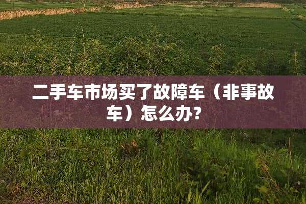 二手车市场买了故障车（非事故车）怎么办？