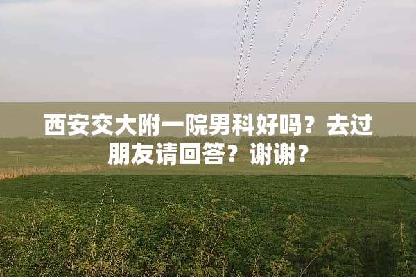 西安交大附一院男科好吗？去过朋友请回答？谢谢？