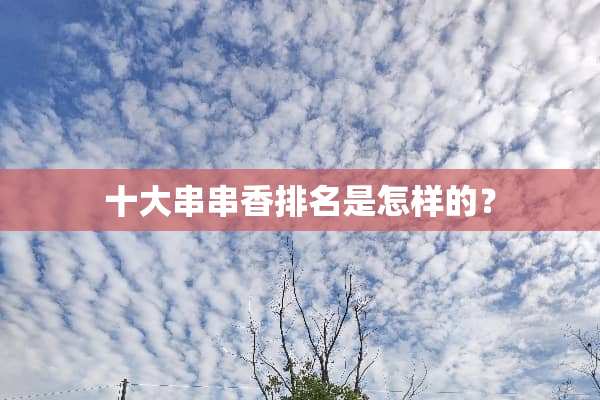 十大串串香排名是怎样的？