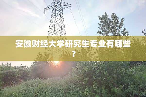 安徽财经大学研究生专业有哪些？