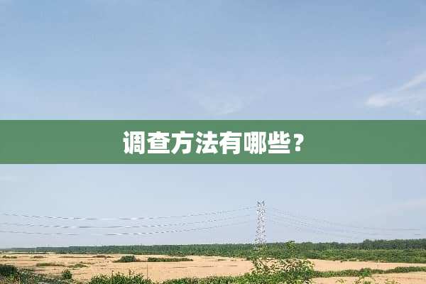 调查方法有哪些？