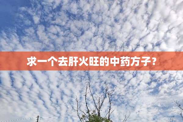 求一个去肝火旺的中药方子？