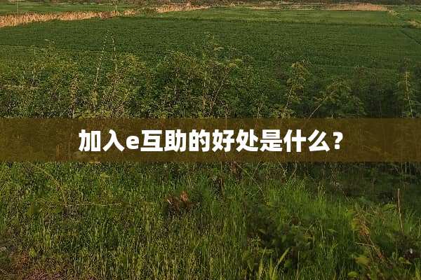 加入e互助的好处是什么？