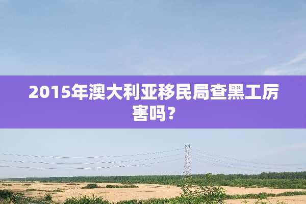 2015年澳大利亚移民局查黑工厉害吗？