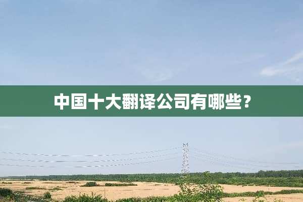 中国十大翻译公司有哪些？