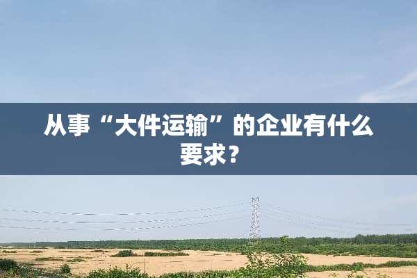 从事“大件运输”的企业有什么要求？
