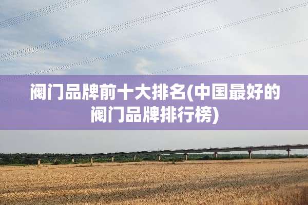 阀门品牌前十大排名(中国最好的阀门品牌排行榜)