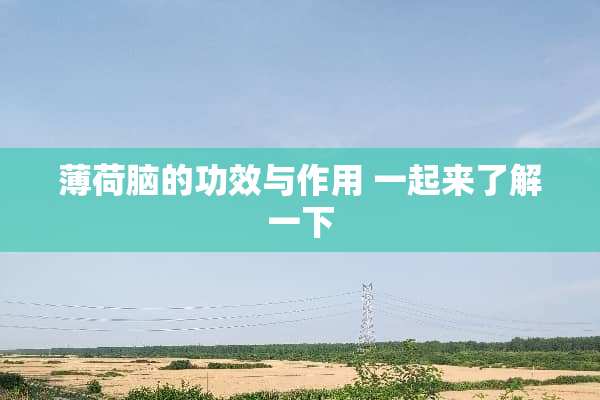 薄荷脑的功效与作用 一起来了解一下