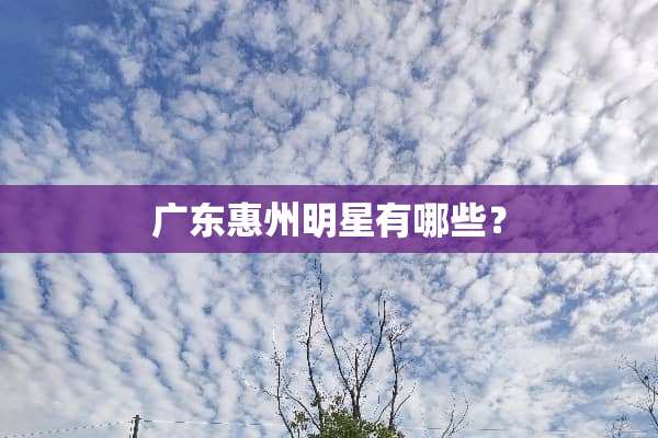 广东惠州明星有哪些？