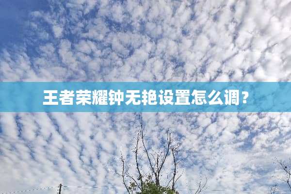 王者荣耀钟无艳设置怎么调？